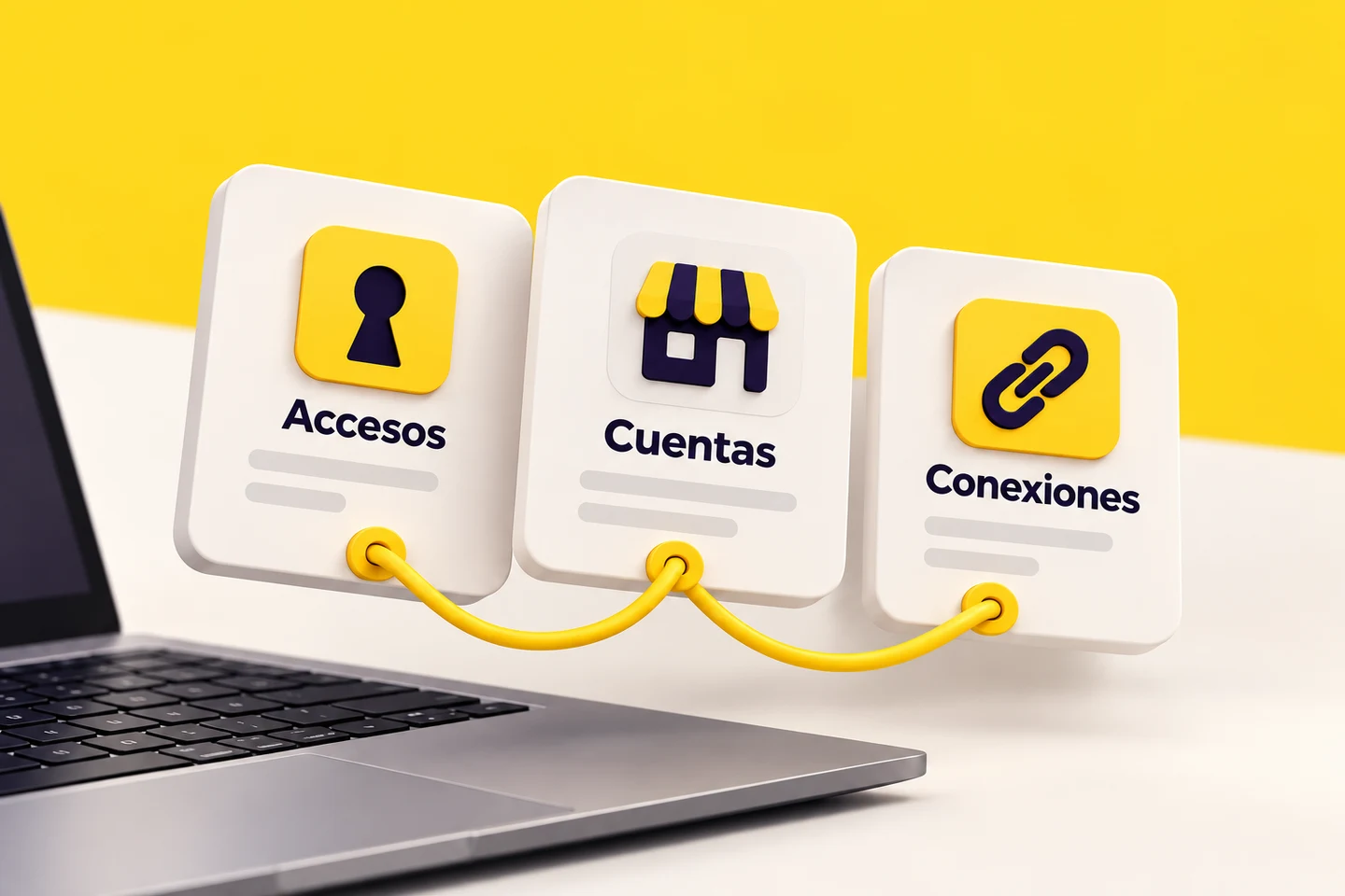 Accesos, cuentas y conexiones unidos en una estructura organizada